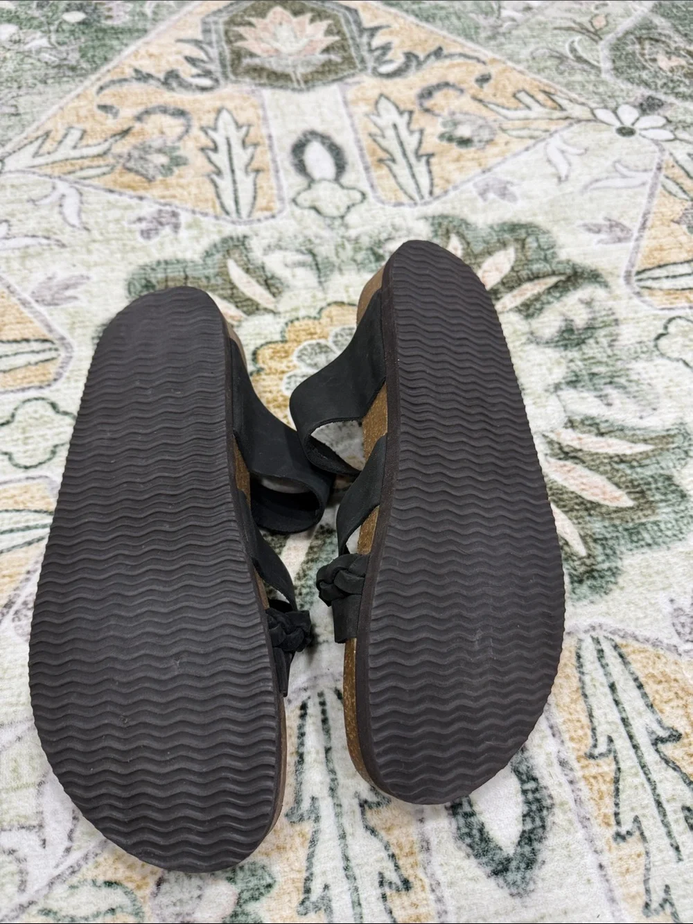 White Mountain Black Braided and Cross-Strap Slide Sandals